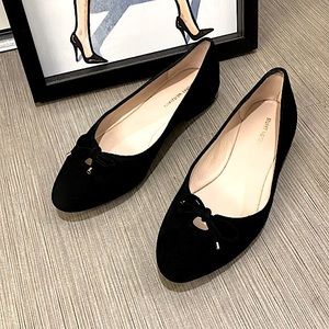 Stuart Weitzman Black Flats with Bow Detail